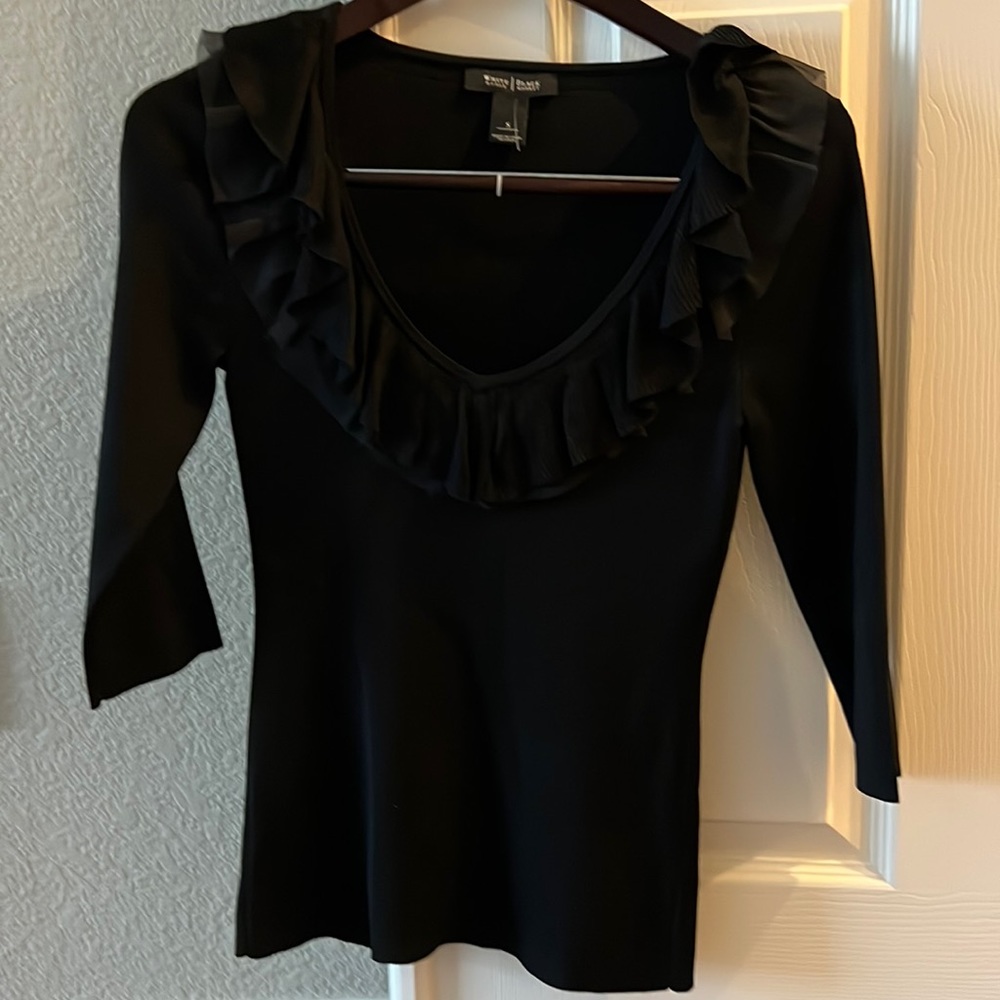 White House Black Market 2/3 sleeve top with ruffle